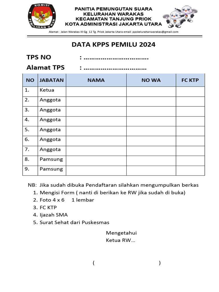 Struktur KPPS untuk Pemilu 2024 | PDF