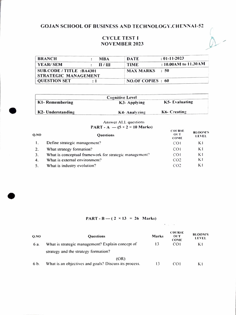 Core Paper Cycle Test | PDF