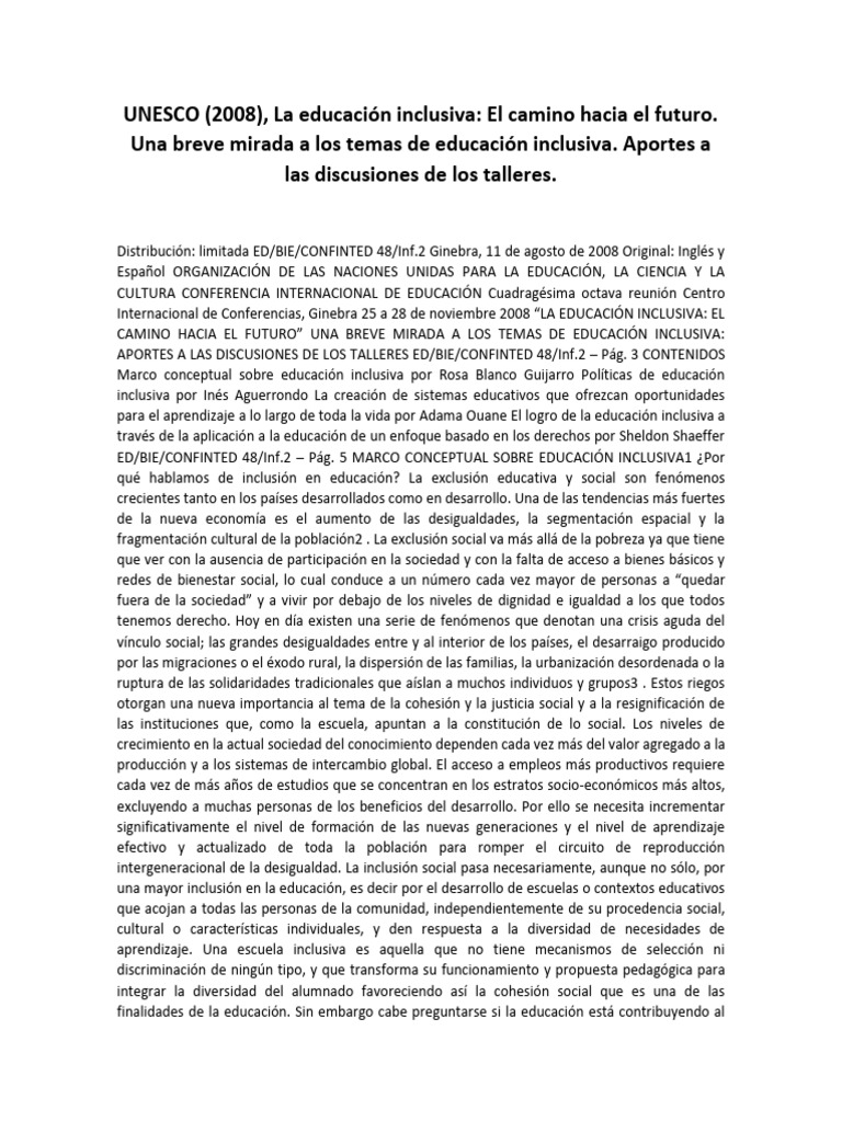 La Educación Inclusiva El Camino Hacia El Futuro | PDF | Plan de ...