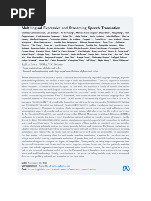 Seamless:: Multilingual Expressive and Streaming Speech