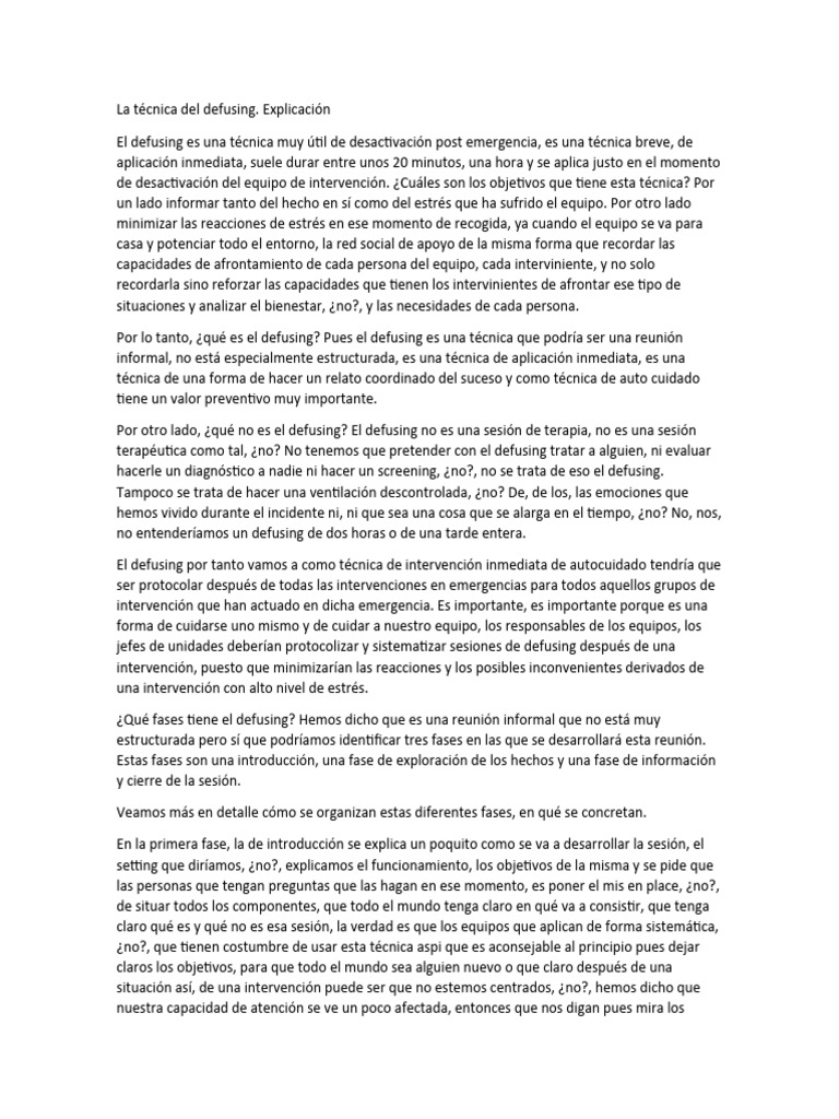 La Técnica Del Defusing | PDF | Relaciones personales, crianza y ...