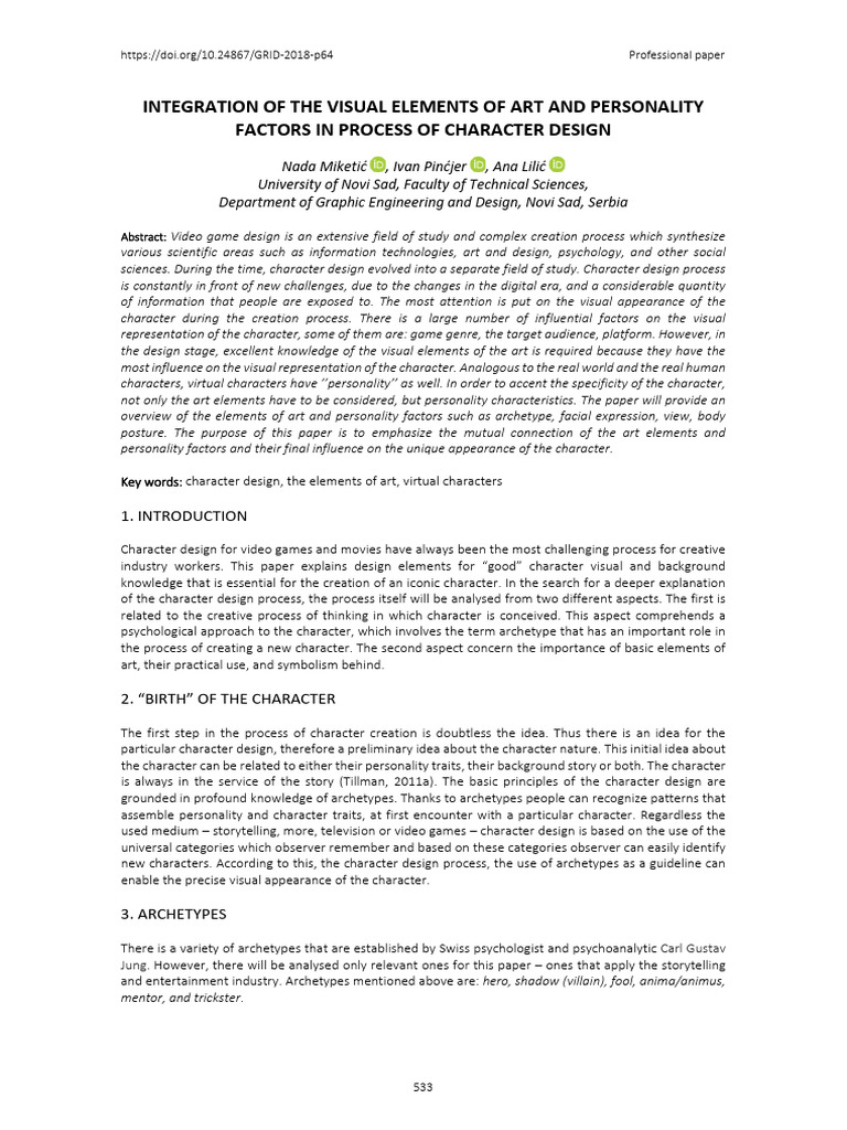 Character Design: Art and Personality Integration | PDF | Science ...