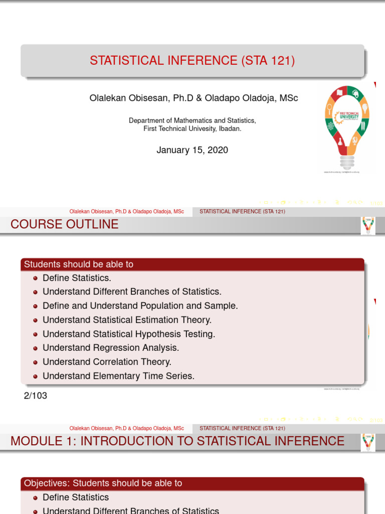 Sta 121 Slides | PDF | Estimator | Statistics