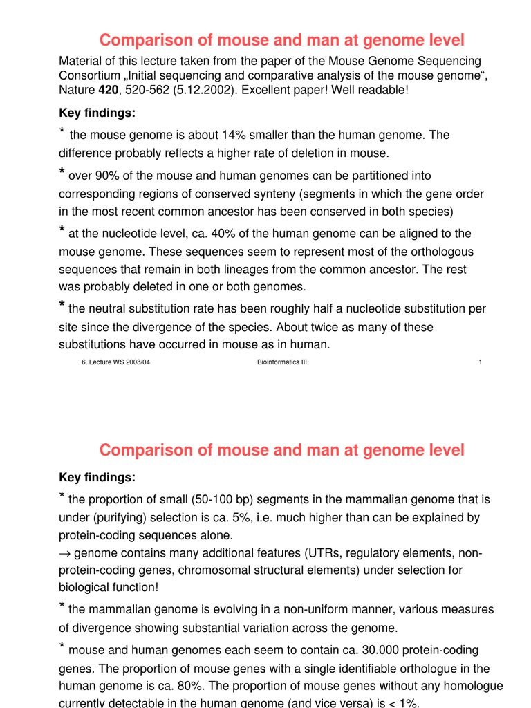 V6 Human Mouse | PDF | Human Genome | Conserved Sequence