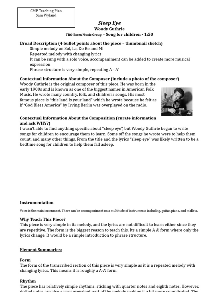 CMP Analysis Sleep Eye | PDF | Songs | Harmony
