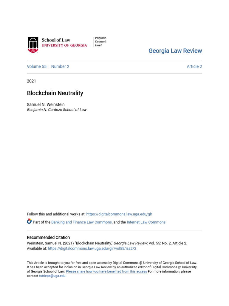 Blockchain Neutrality in Financial Markets | PDF | Competition Law ...