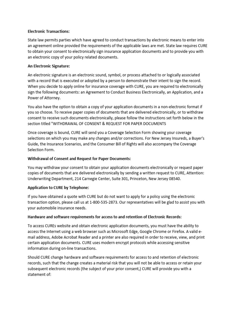 Electronic Disclosures and Signatures Consent PDF Records