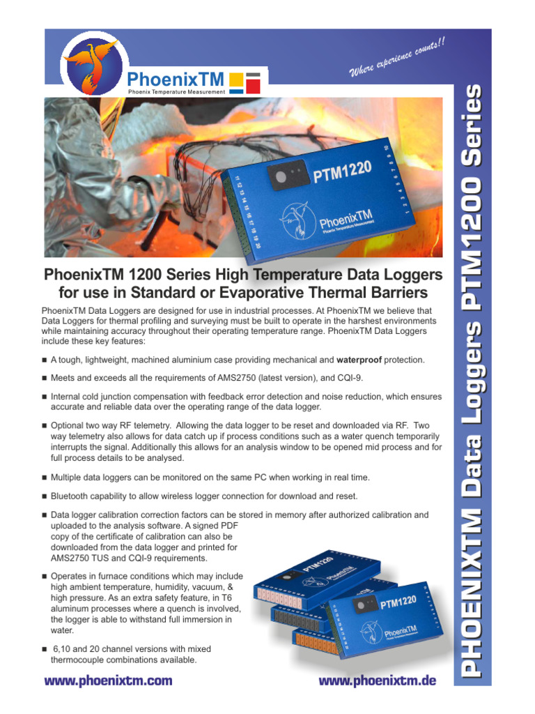 PhoenixTM PTM1200 Data Logger Manual | PDF | Thermocouple | Telemetry