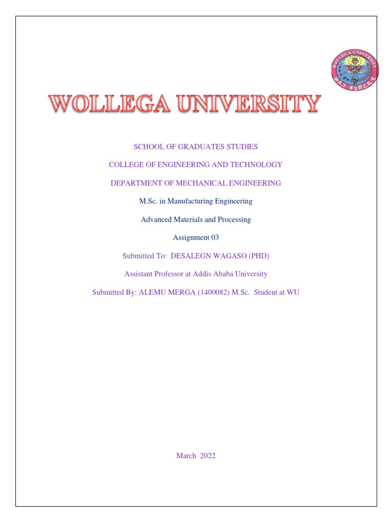 Assignment 03 by alemu pdf cross link polymers