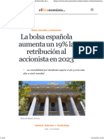 La Bolsa Española Aumenta Un 19% La Retribución Al Accionista en 2023