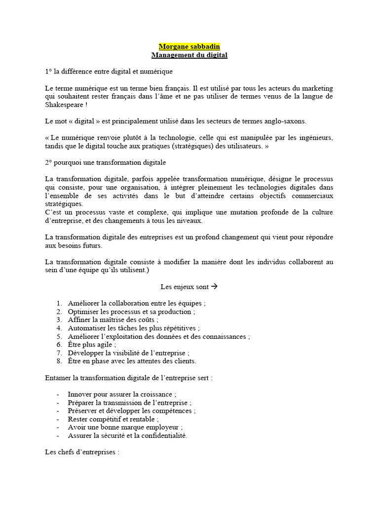 Transformation digitale des entreprises | PDF | Business | Économie