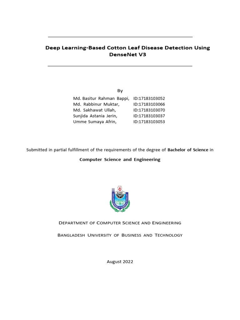 Deep Learning Based On Cotton Leaf Disease Detection Using DesnseNet ...
