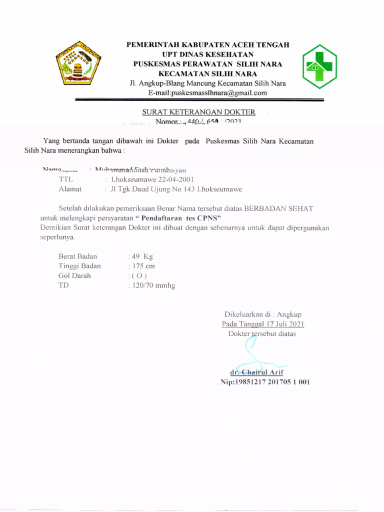 surat sehat | PDF