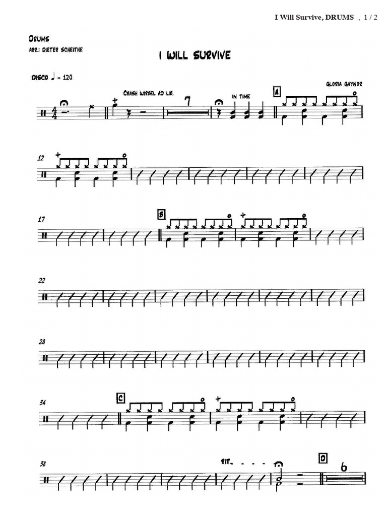 Band I Will Survive Drums PDF