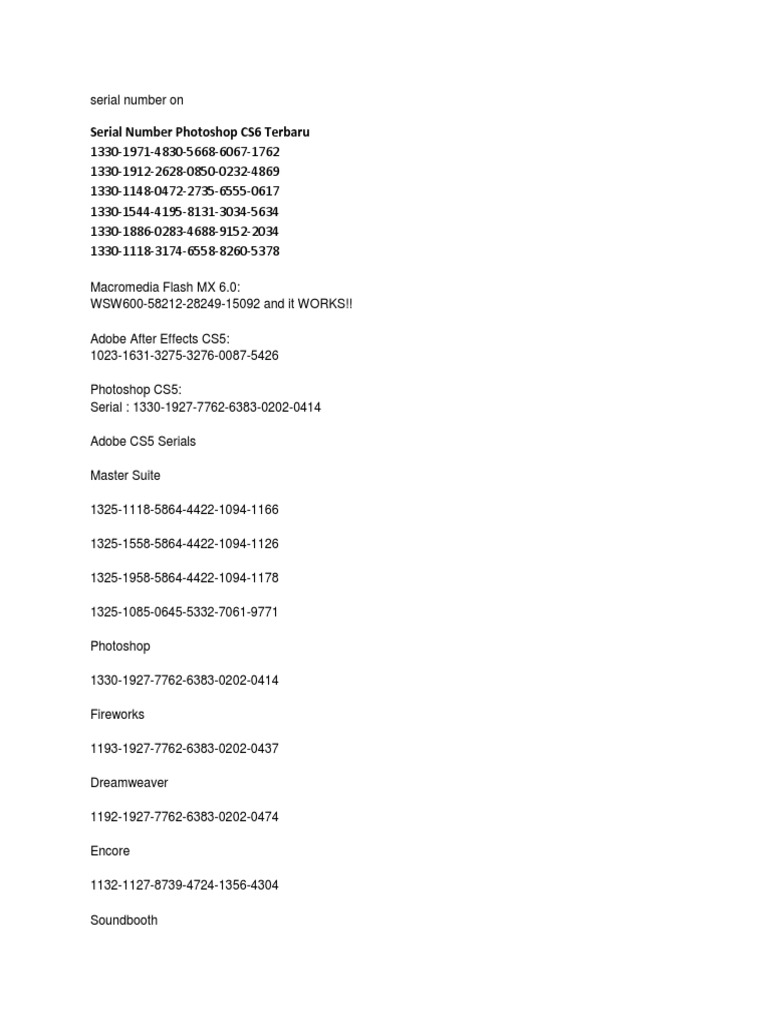 Serial Number Adobe | PDF