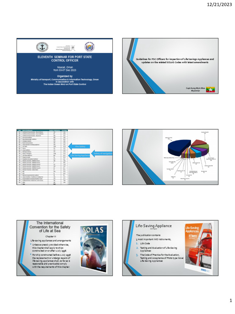 Port State Control Seminar on Life-Saving Appliances | PDF | Water ...