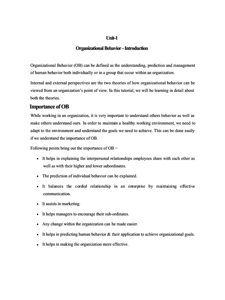 Introduction to Organizational Behavior | PDF | Organizational Behavior ...