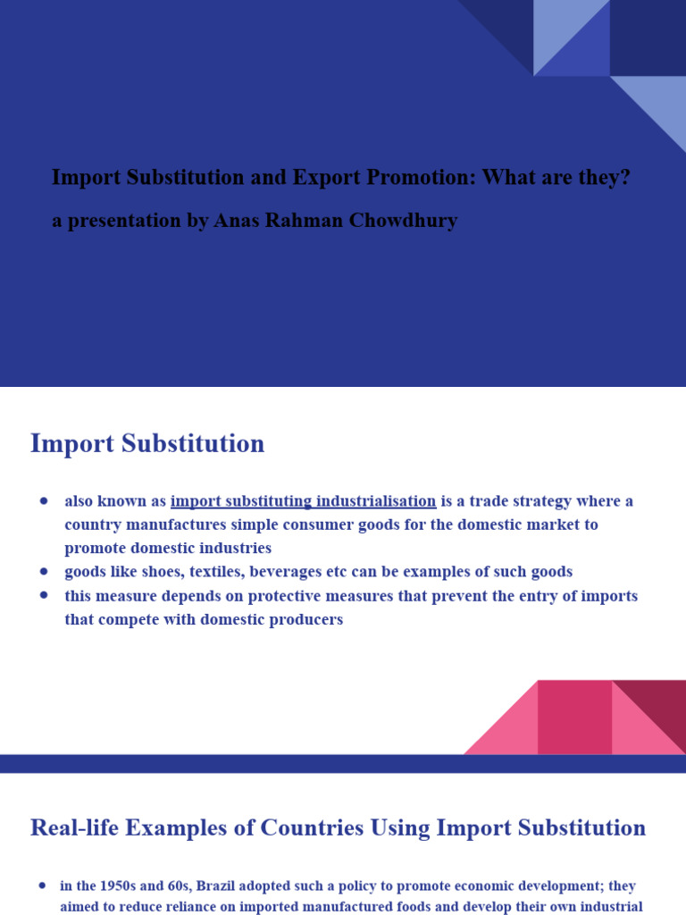 Import Substitution vs Export Promotion | PDF | Exports | Trade