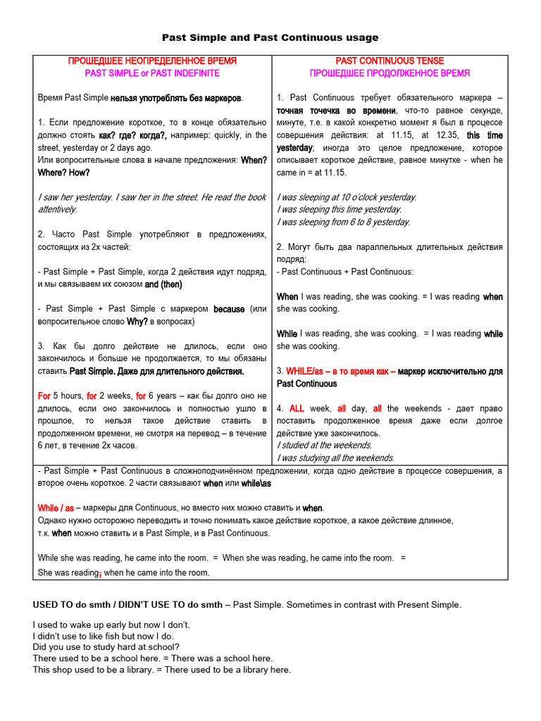 0 - Past Simple and Past Continuous Rules | PDF