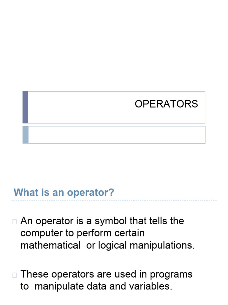 5 Operator 31dec2020 | PDF | Arithmetic | Computer Science