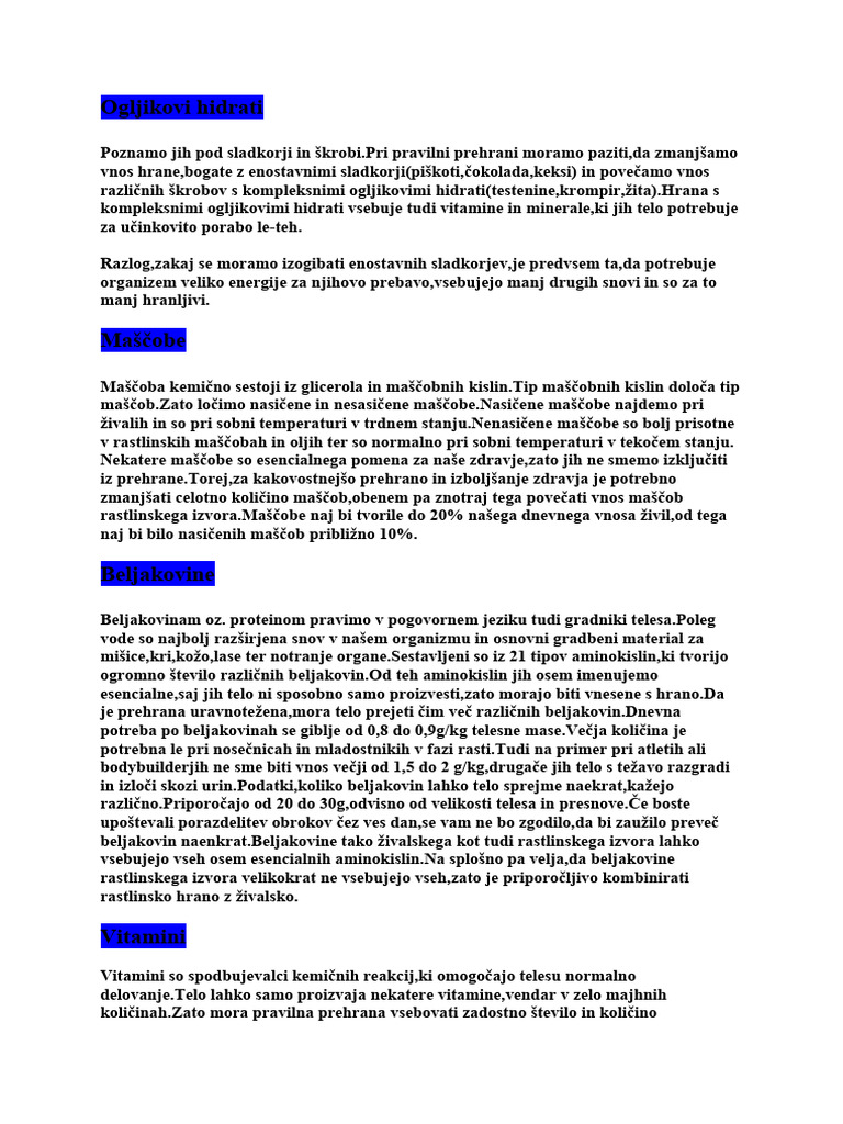 Pravilna Prehrana | PDF