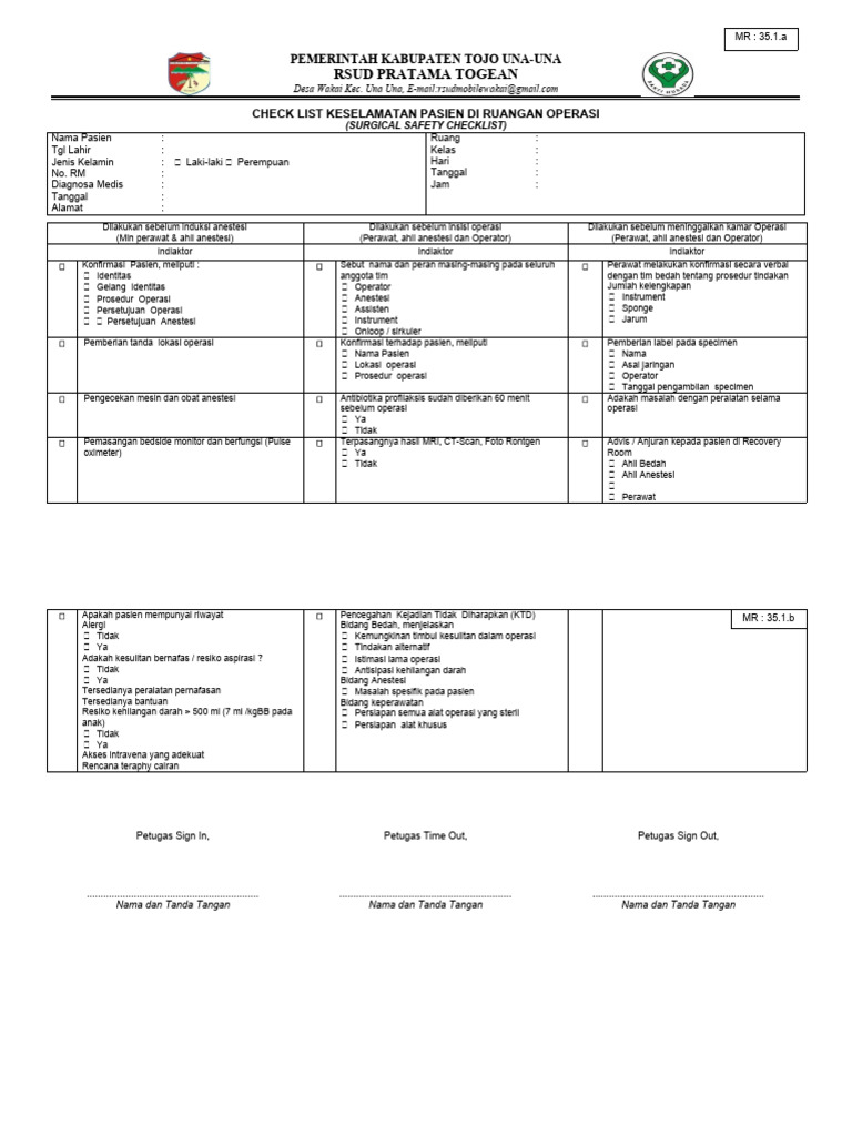 Mr 35 1 check list keselamatan pasien di ruangan operasi pdf