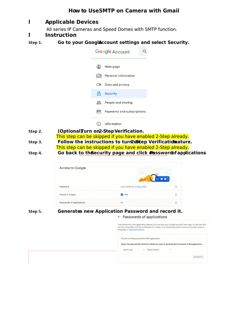 How To Use SMTP On Camera With Gmail PDF