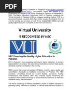 Is Virtual University of Pakistan Recognized by HEC