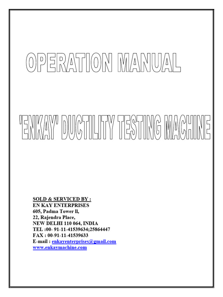 Ductility Testing Machine Manual | PDF | Ductility | Materials