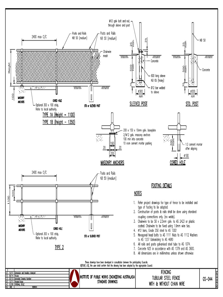 Fencing - Tubular Steel Fence With & Without Chain Wire | PDF