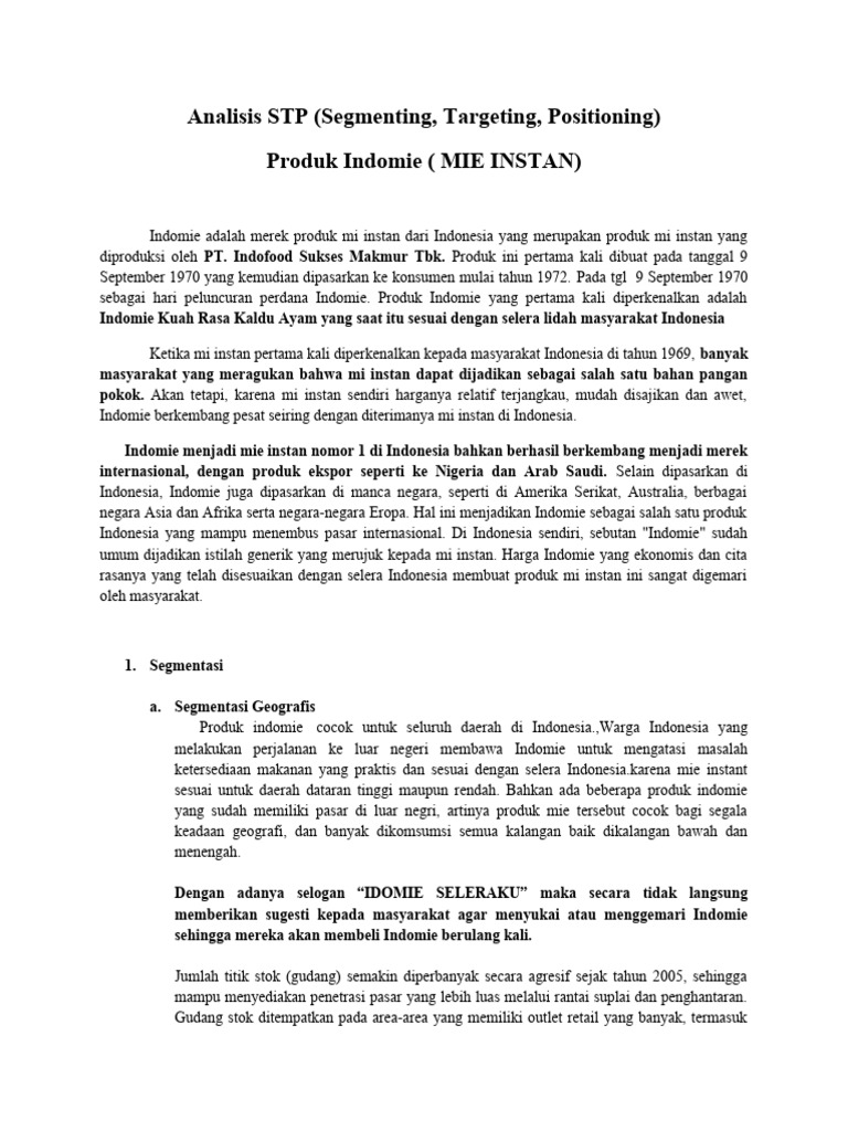 Strategi STP Indomie di Pasar Mi Instan | PDF | Kesehatan Holistik