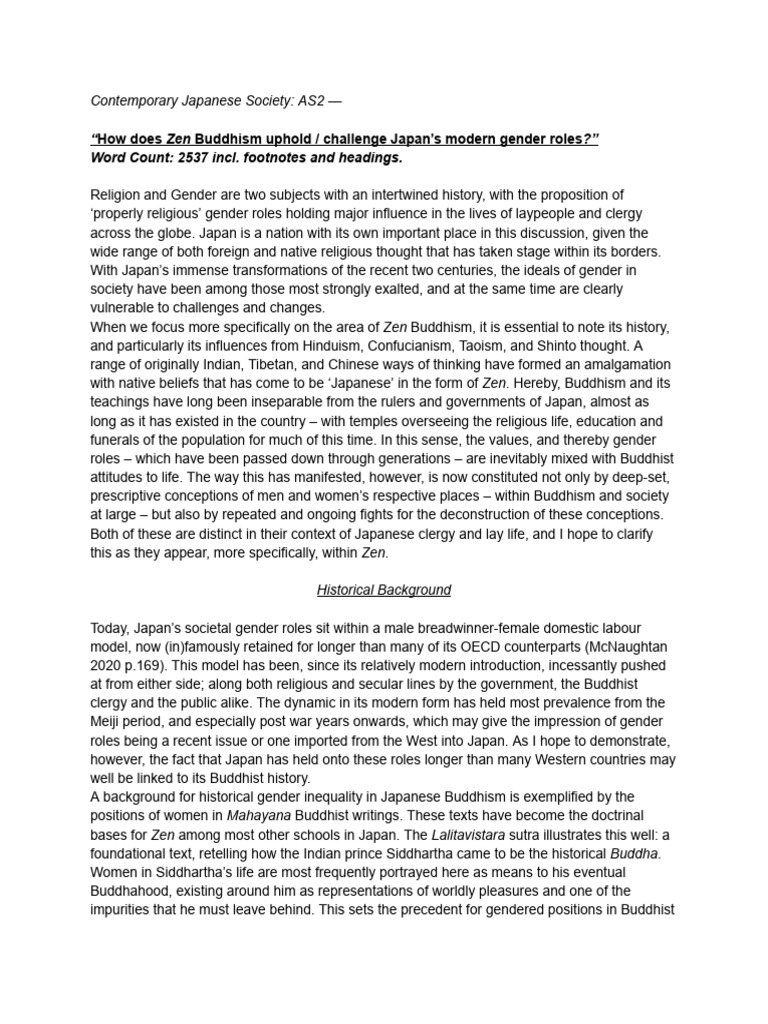 Zen Buddhism and Japan's Gender Roles | PDF | Zen | Dōgen