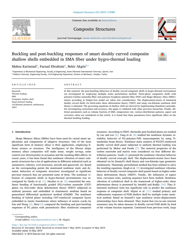 10 1016@j Compstruct 2019 110988 | PDF | Composite Material | Bending