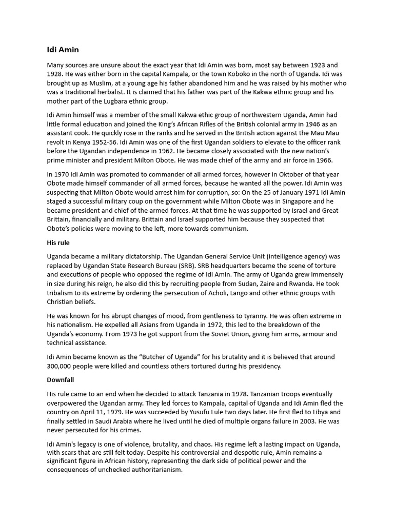 Idi Amin Pdf Uganda Africa