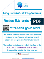 Long Division of Polynomials Exam Questions