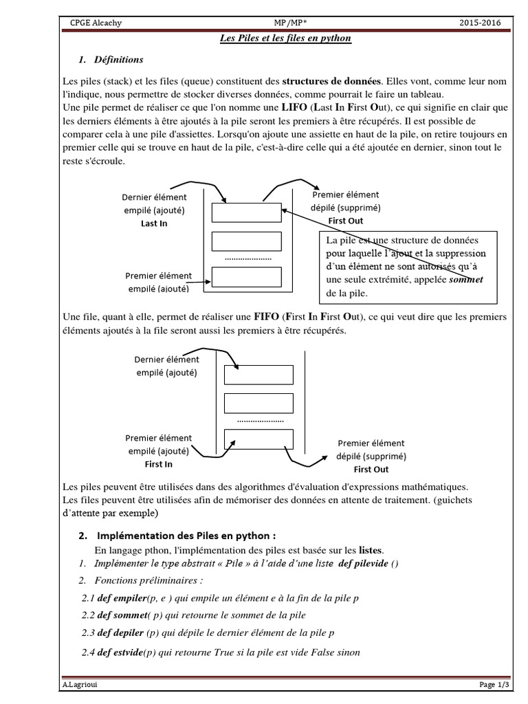 5.les Piles Et Files en Python - 2016 | PDF
