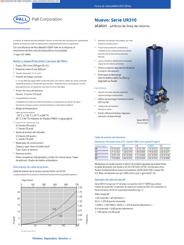 Ficha de Datos UR 310 | PDF | Filtración | Conector eléctrico