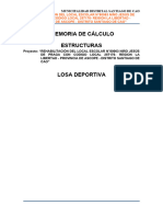 Memoria de Cálculo de Losa Deportiva