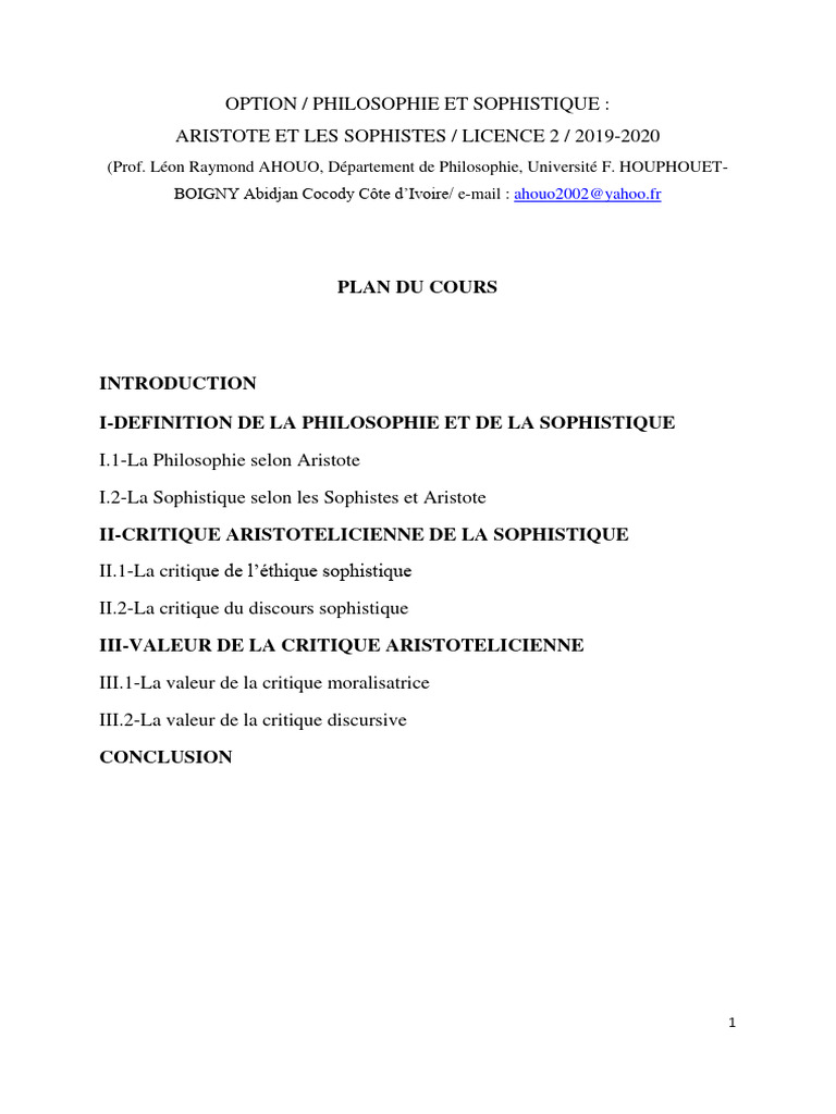 Philosophie et Sophistique selon Aristote | PDF | Aristote | Sagesse