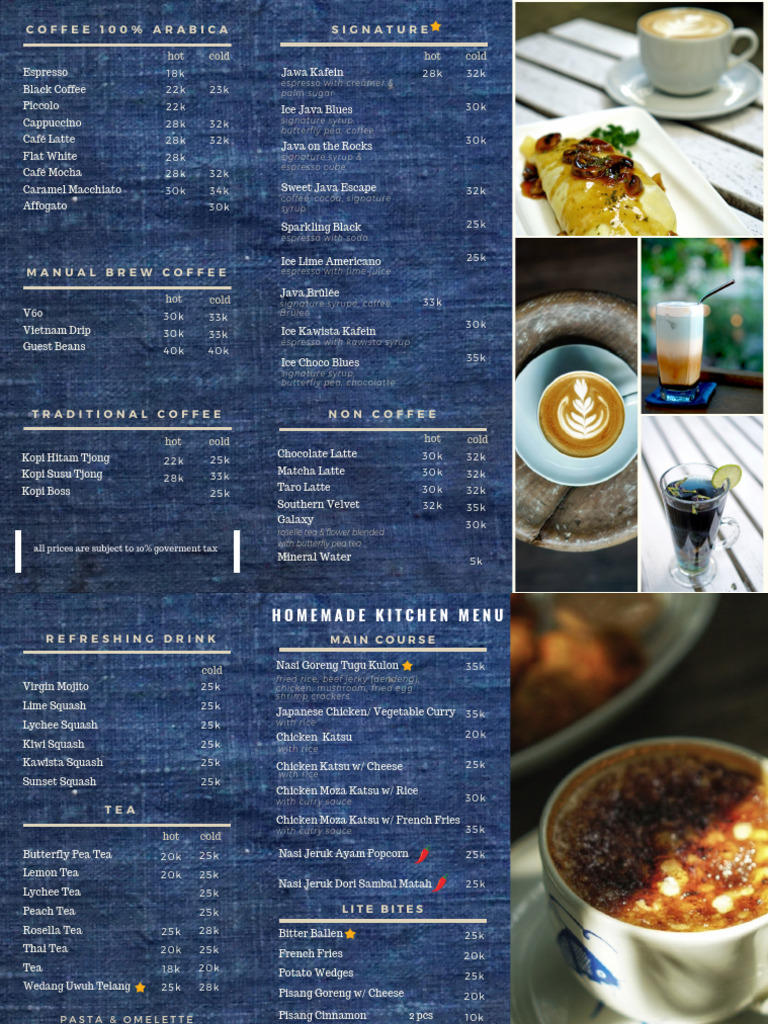 Tugu Lor Cafe Menu Overview | PDF