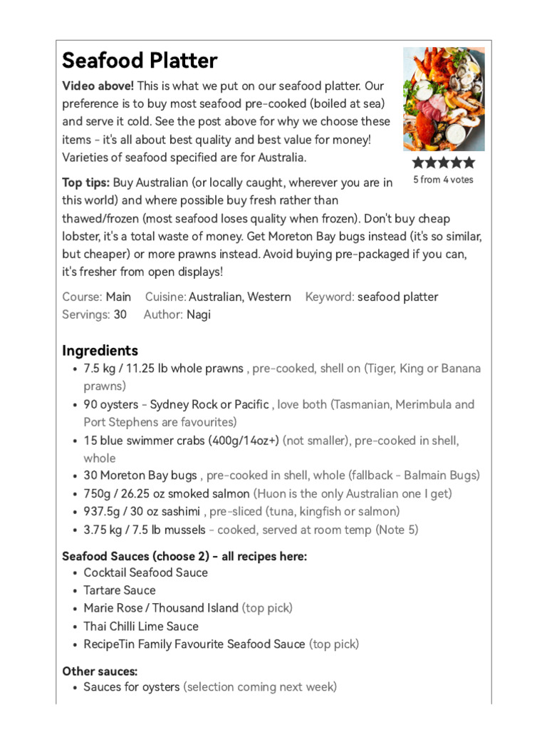 Seafood Platter RecipeTin Eats PDF Sauce Seafood
