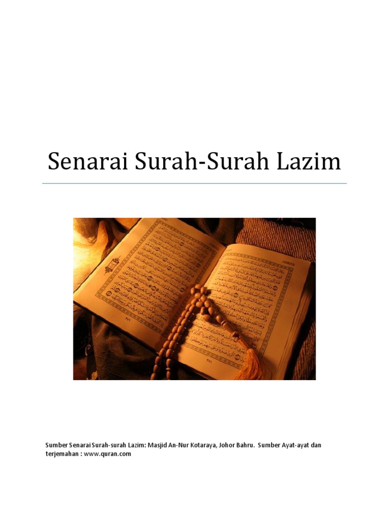 Senarai Surah Lazim