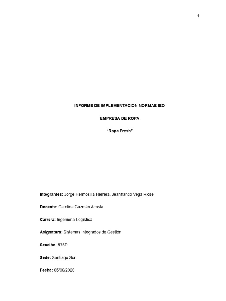 Informe de implementacion normas iso 2 0 avance descargar gratis pdf