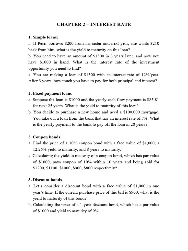 Interest Rate Calculations and Examples | PDF