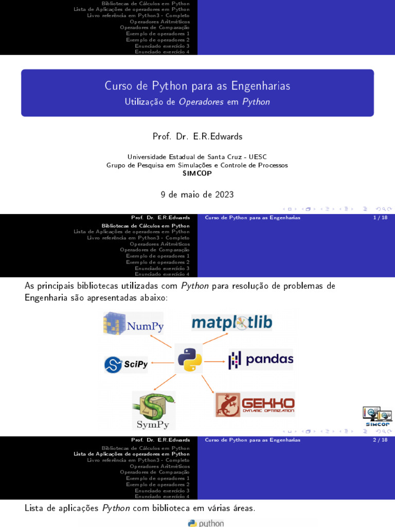Aula - 1 - Utilização de Operadores em Python | PDF | Python (linguagem ...