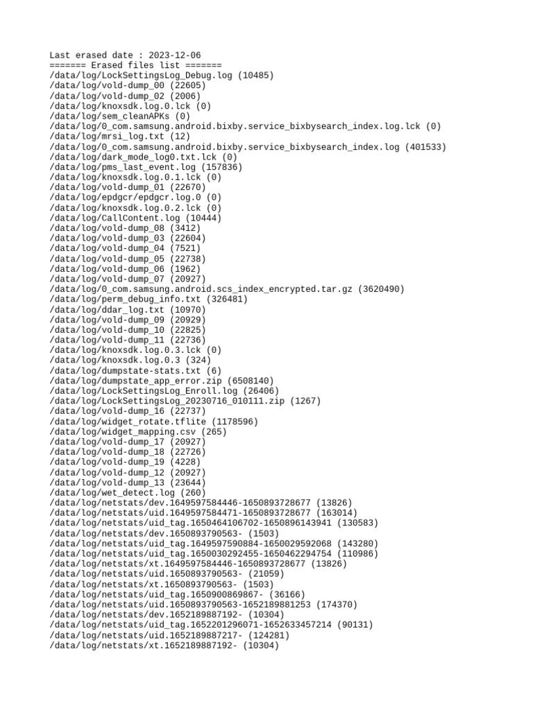 Erased log by sos pdf zip file format text file