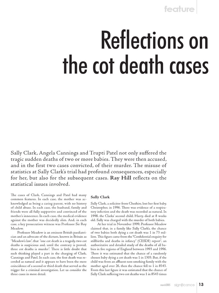 Hill Reflections On The Cot Death Cases PDF