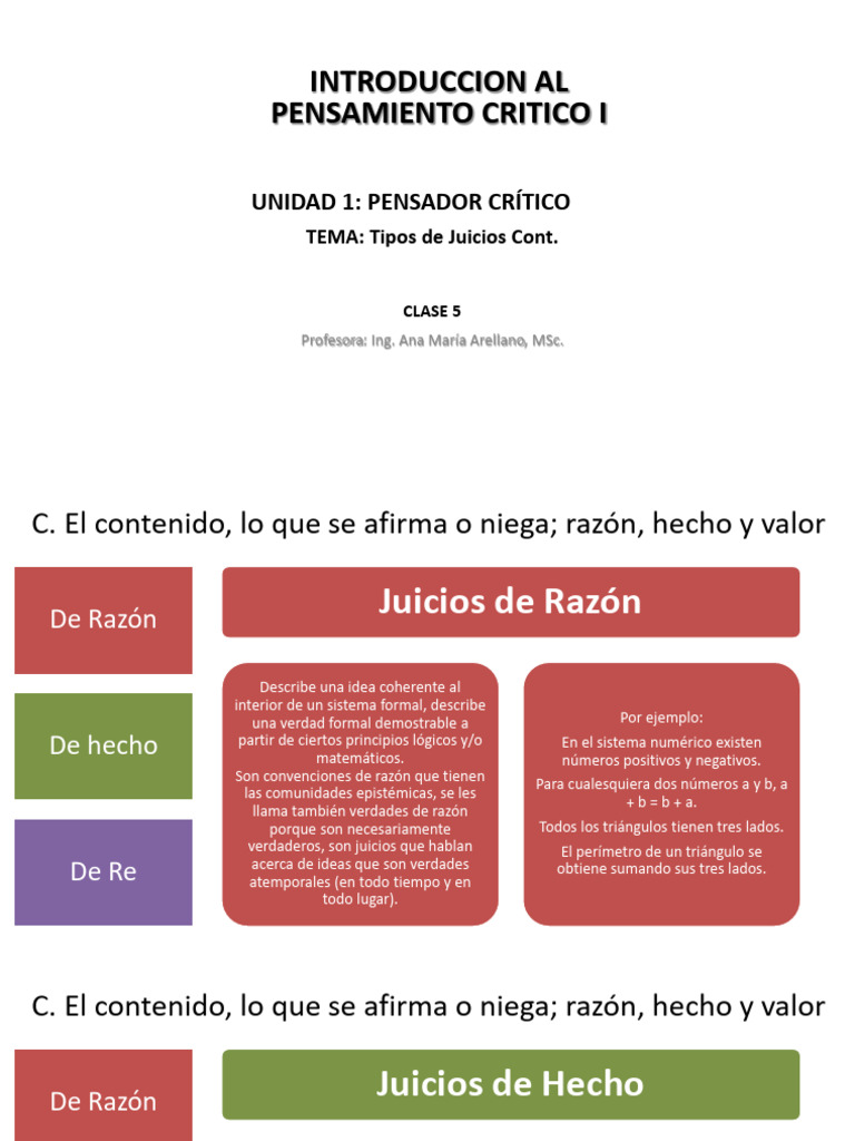 Clase 5 Tipos de Juicios Cont | PDF | Razón | Hipótesis