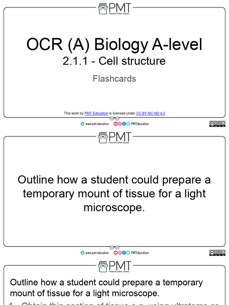 Flashcards Topic 2.1 Cell Structure OCR (A) Biology ALevel PDF