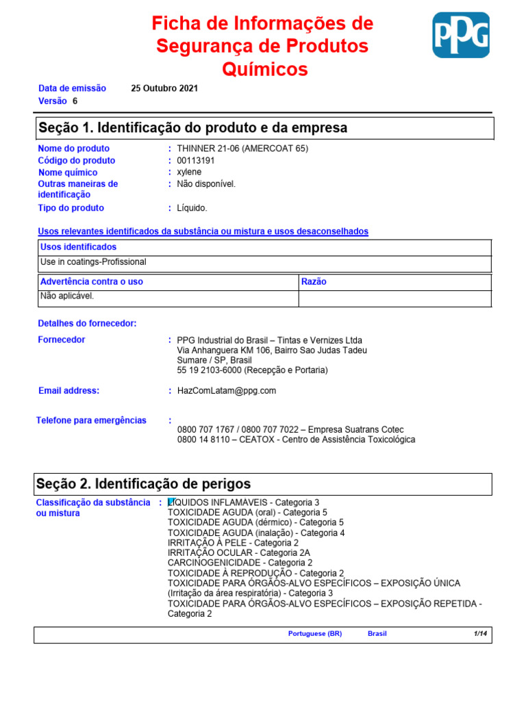 Ppg Thinner 21 06 Tds